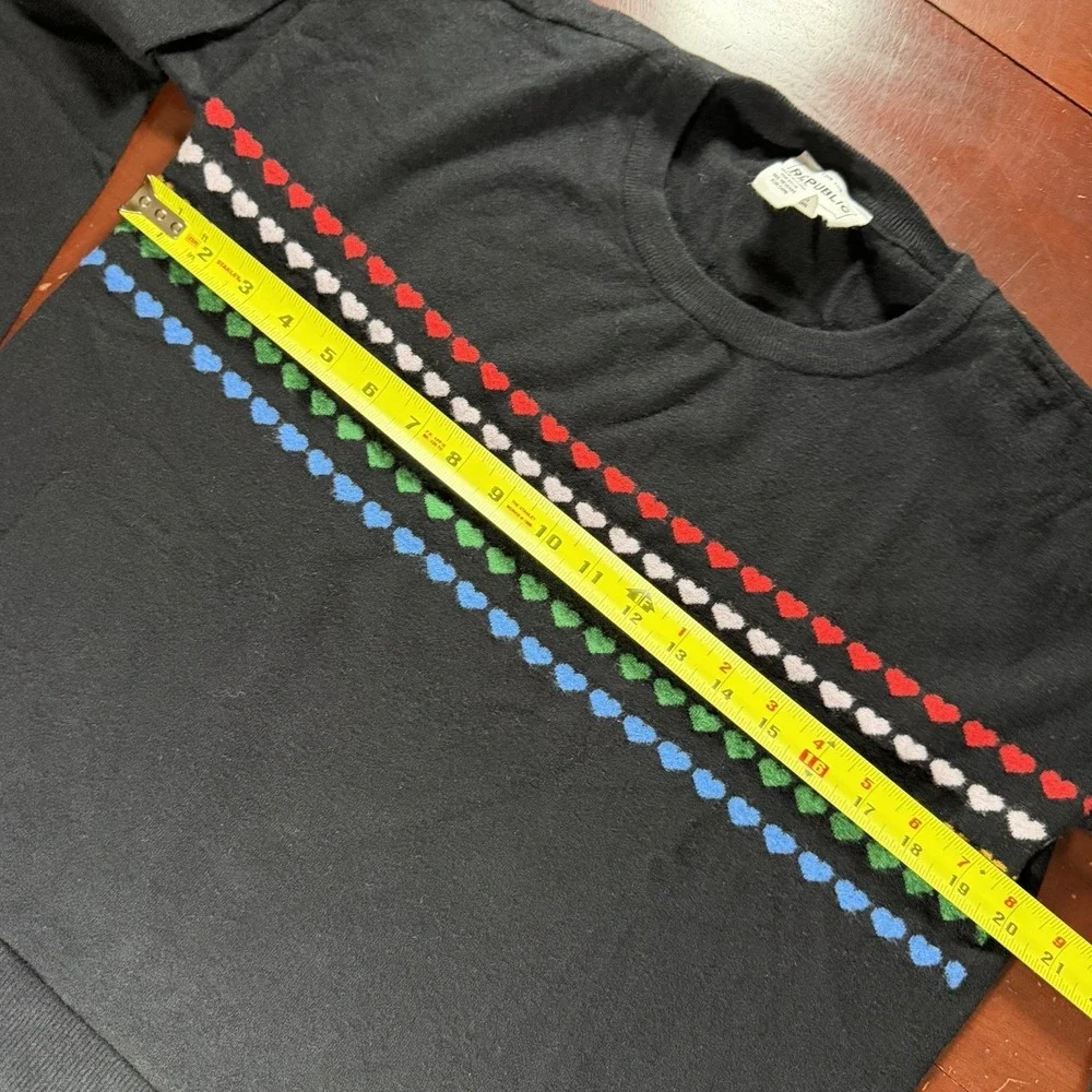 Heart Sweater Black 5 Rows Colorful Hearts Size Small - Picture 4 of 8